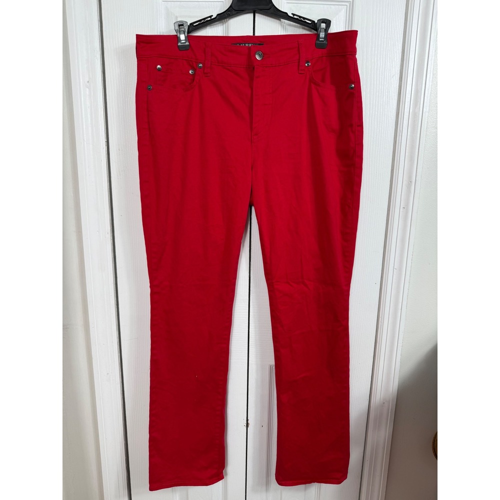 Lauren Ralph Lauren Premier Straight Pants 12P Red Preppy Minimalist Classic